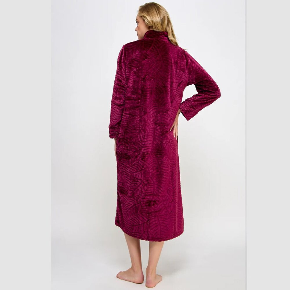 Jacquard Sabrina Collared Zip Front Robe - Picture 5 of 8